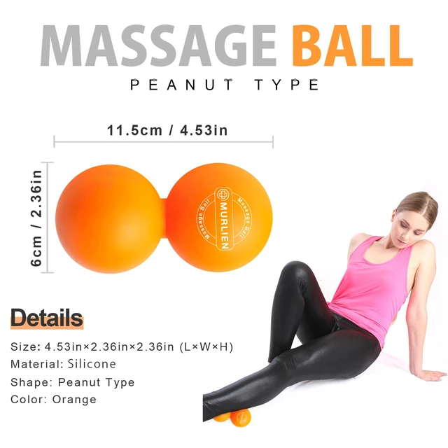 Alt view image 6 of 7 - Peanut Massage Ball, Double Lacrosse Ball for Myofascial Release, Trigger Point Therapy, Muscle Relief, Acupoint Massage, Alleviating Neck, Shoulder, Back, Legs, or Muscle Tension - Orange