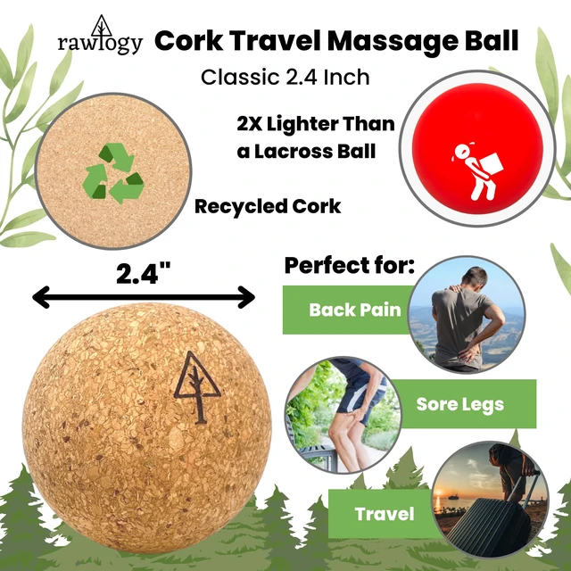 Alt view image 2 of 6 - Travel Cork Massage Ball | Lightweight, Sustainable Alternative to Lacrosse Ball for Muscle Pain Relief (2.5 Inch (Pack of 1), Sanded Cork)
