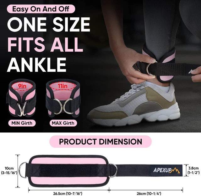 Alt view image 2 of 7 - Ankle Strap for Cable Machine, Ankle Resistance Bands, Cable Kick Back Ankle Straps for Gym, Glute Workouts, Leg Extensions, Adjustable Straps with Neoprene Padding (Single, Pastel Pink)
