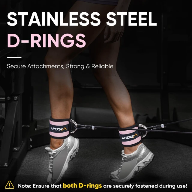 Alt view image 5 of 7 - Ankle Strap for Cable Machine, Ankle Resistance Bands, Cable Kick Back Ankle Straps for Gym, Glute Workouts, Leg Extensions, Adjustable Straps with Neoprene Padding (Single, Pastel Pink)