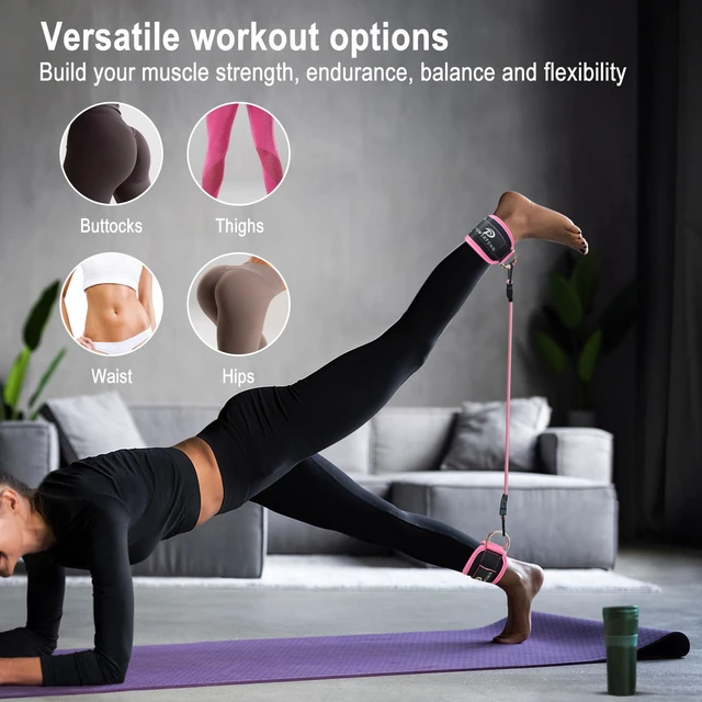 Alt view image 2 of 7 - Ankle Resistance Bands with Cuffs: Women Ankle Strap Band for Working Out - Ankle Resistance Bands for Glutes Hip & Leg Butt Training Workout Exercise Equipment