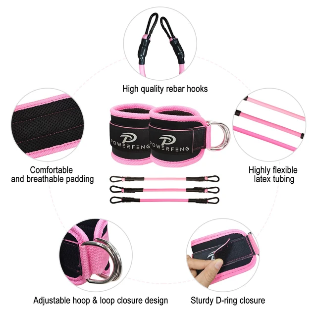 Alt view image 3 of 7 - Ankle Resistance Bands with Cuffs: Women Ankle Strap Band for Working Out - Ankle Resistance Bands for Glutes Hip & Leg Butt Training Workout Exercise Equipment