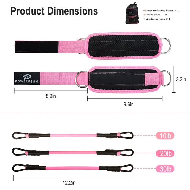 Alt view image 5 of 7 - Ankle Resistance Bands with Cuffs: Women Ankle Strap Band for Working Out - Ankle Resistance Bands for Glutes Hip & Leg Butt Training Workout Exercise Equipment