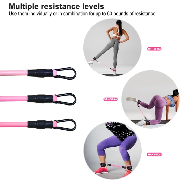 Alt view image 4 of 7 - Ankle Resistance Bands with Cuffs: Women Ankle Strap Band for Working Out - Ankle Resistance Bands for Glutes Hip & Leg Butt Training Workout Exercise Equipment