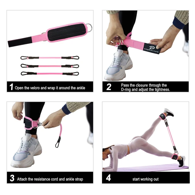 Alt view image 7 of 7 - Ankle Resistance Bands with Cuffs: Women Ankle Strap Band for Working Out - Ankle Resistance Bands for Glutes Hip & Leg Butt Training Workout Exercise Equipment