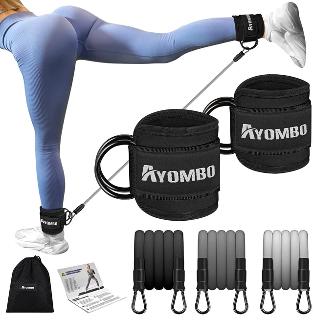 Main image of Ankle Resistance Bands with Cuffs, Ankle Weights Exercise Bands for Working Out, Recoils and Glutes Workout Equipment, Leg Resistance Bands Set with Ankle Strap for Women & Men Home Gym Fitness