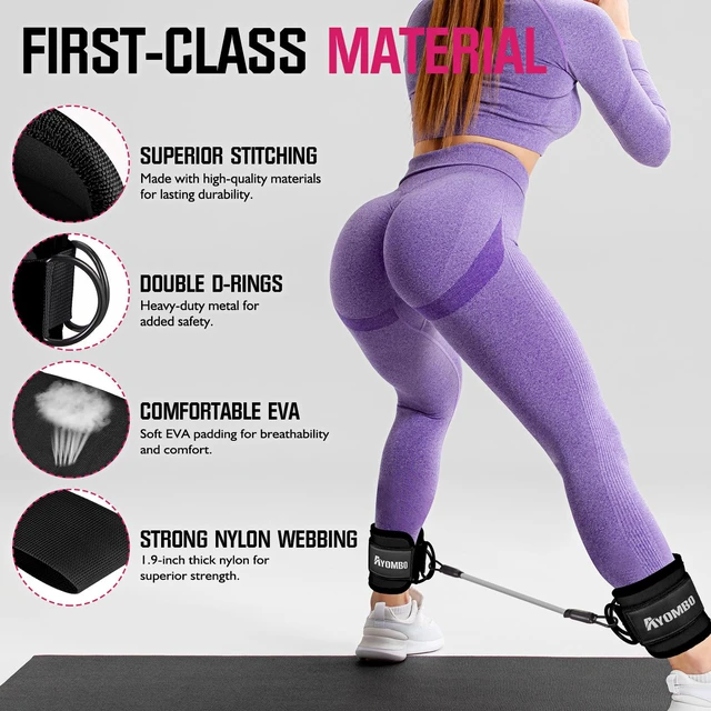 Alt view image 3 of 7 - Ankle Resistance Bands with Cuffs, Ankle Weights Exercise Bands for Working Out, Recoils and Glutes Workout Equipment, Leg Resistance Bands Set with Ankle Strap for Women & Men Home Gym Fitness