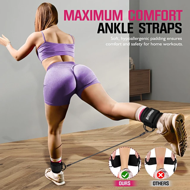 Alt view image 5 of 7 - Ankle Resistance Bands with Cuffs, Ankle Weights Exercise Bands for Working Out, Recoils and Glutes Workout Equipment, Leg Resistance Bands Set with Ankle Strap for Women & Men Home Gym Fitness