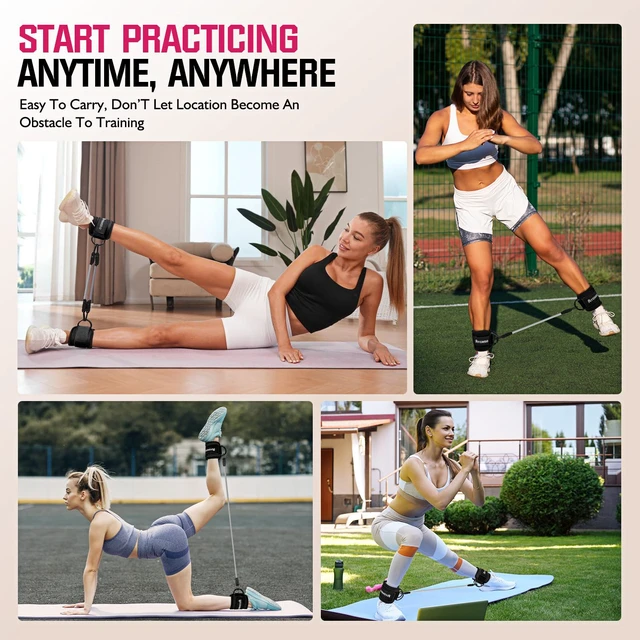 Alt view image 6 of 7 - Ankle Resistance Bands with Cuffs, Ankle Weights Exercise Bands for Working Out, Recoils and Glutes Workout Equipment, Leg Resistance Bands Set with Ankle Strap for Women & Men Home Gym Fitness