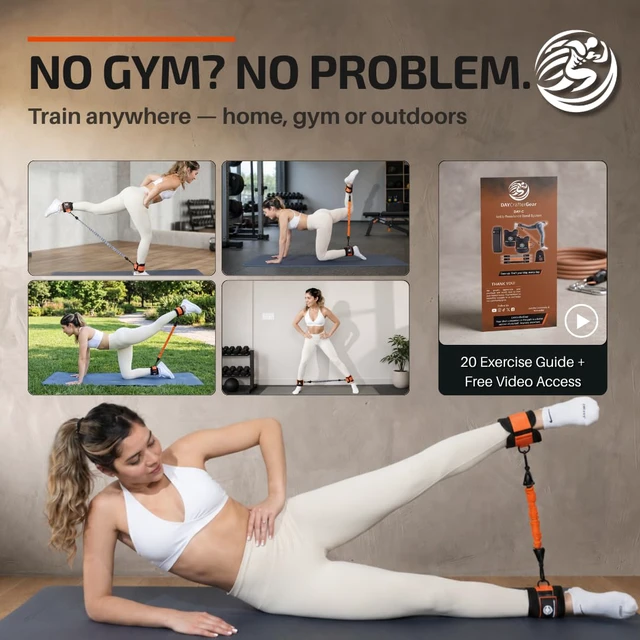 Alt view image 5 of 7 - Ankle Resistance Bands with Cuffs & Bonus Fabric Resistance Bands for Working Out Home Workout Set for Legs, Glutes, Yoga, Pilates, Strength Training Women & Men Includes Bag & Guide