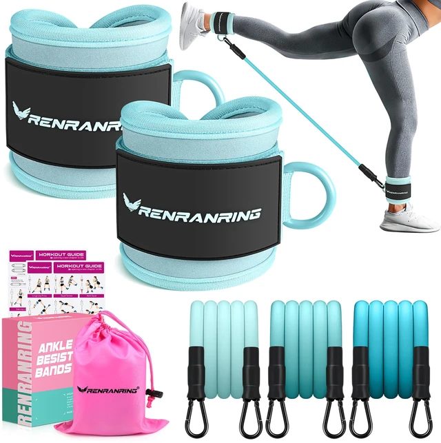 Main image of Ankle Resistance Bands w/Cuffs, Ankle Weights Women Booty Workout Equipment | Ankle Bands for Working Out, Kickbacks Hip, Leg Glute, Resistance Exercise Bands for Butt Lift, Home Gym Fitness Equipment