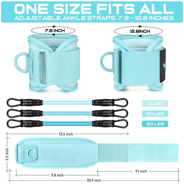 Alt view image 5 of 7 - Ankle Resistance Bands w/Cuffs, Ankle Weights Women Booty Workout Equipment | Ankle Bands for Working Out, Kickbacks Hip, Leg Glute, Resistance Exercise Bands for Butt Lift, Home Gym Fitness Equipment