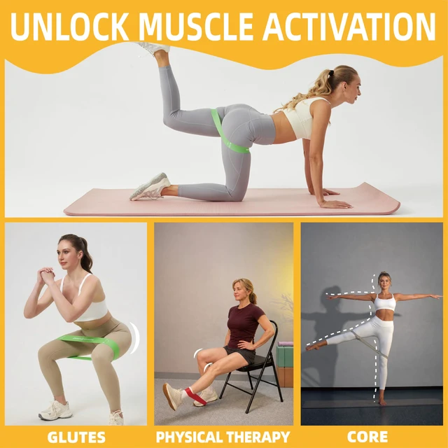 Alt view image 4 of 7 - 6-Level Resistance Loop Bands Up to 55LBS for PT & Strength | Color-coded, tear-resistant, quick rebound. Tracker card, bag & guide. Yoga, Pilates, home, travel & gym.