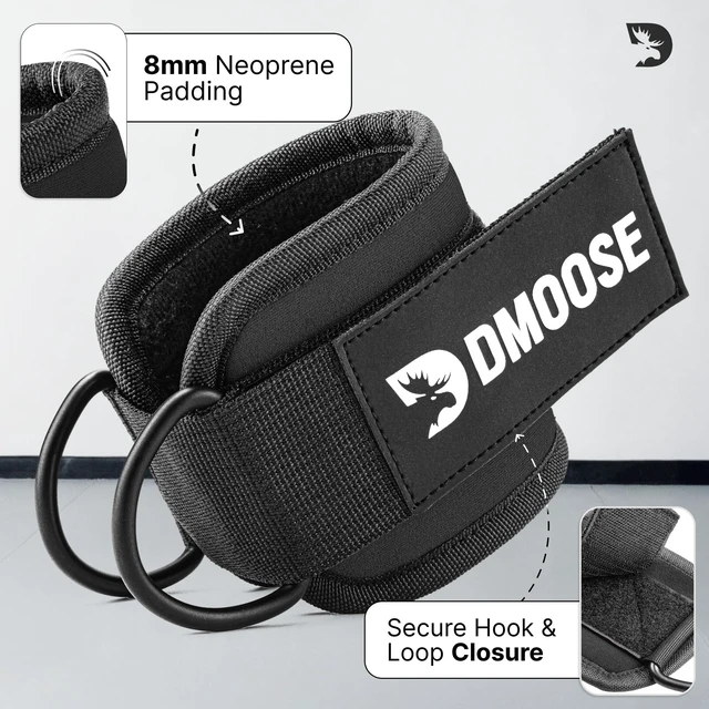 Alt view image 3 of 7 - Ankle Strap for Cable Machine Attachments - Gym Ankle Cuff for Kickbacks, Glute Workouts, Leg Extensions, Curls, Booty Hip Abductors Exercise for Men Women