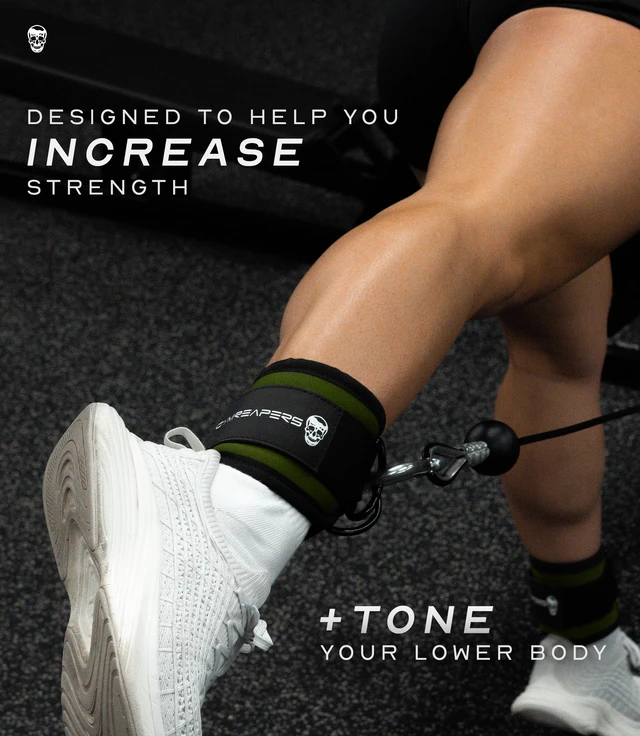 Alt view image 2 of 6 - Ankle Strap (Single) For Cable Machine Kickbacks, Glute Workouts, Lower Body Exercises - Adjustable Leg Strap with Neoprene Padding (Ranger Green, Single)