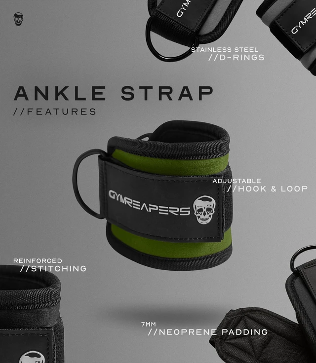 Alt view image 6 of 6 - Ankle Strap (Single) For Cable Machine Kickbacks, Glute Workouts, Lower Body Exercises - Adjustable Leg Strap with Neoprene Padding (Ranger Green, Single)