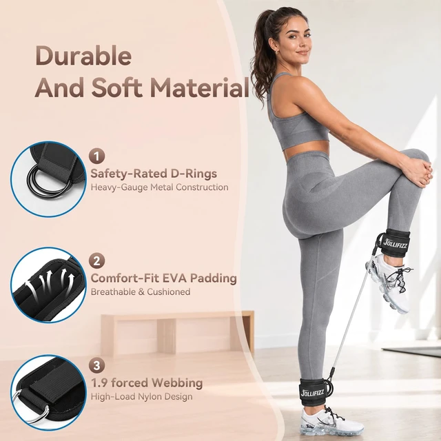 Alt view image 7 of 7 - Ankle Resistance Bands with Cuffs &Booty Bands Set,Ankle Straps for Cable Machines for Leg,Booty,Glute,Hip,Butt,Workout Home Gym Equipment,Exercise Bands for Fitness,Yoga,Physical Therapy (Black)