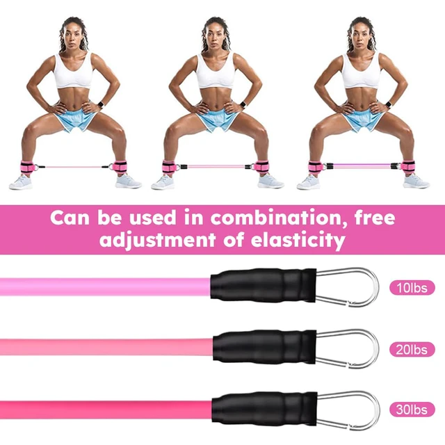 Alt view image 3 of 7 - Ankle Resistance Bands with Cuffs for Women & Men, Leg & Glute Workout Set | 1030lbs Workout Equipment,Ankle Weights, Portable Home Gym Exercise Bands for Kickbacks, Hip Thrusts, Yoga
