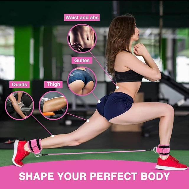 Alt view image 4 of 7 - Ankle Resistance Bands with Cuffs for Women & Men, Leg & Glute Workout Set | 1030lbs Workout Equipment,Ankle Weights, Portable Home Gym Exercise Bands for Kickbacks, Hip Thrusts, Yoga