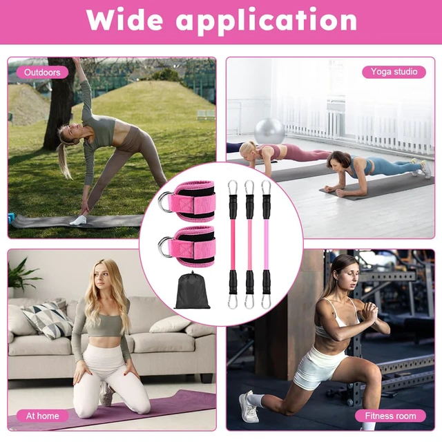 Alt view image 7 of 7 - Ankle Resistance Bands with Cuffs for Women & Men, Leg & Glute Workout Set | 1030lbs Workout Equipment,Ankle Weights, Portable Home Gym Exercise Bands for Kickbacks, Hip Thrusts, Yoga