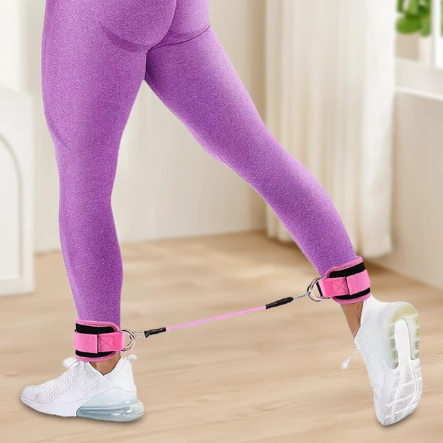 Alt view image 4 of 7 - Ankle Resistance Bands with Cuffs, Ankle Bands for Working Out | 3Level Elastic Resistance Band Portable Home Gym Exercise Bands, for Glute Kickbacks, Leg & Hip Strength Training