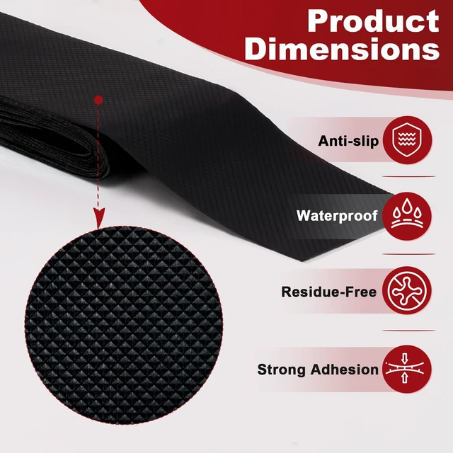 Alt view image 2 of 6 - Anti Slip Rubber Grip Tape, 2 Rolls, 2" x 20 FT Total, Black & White | Strong Adhesive, Waterproof, HeavyDuty, Easy to Cut for Tool Handles, Sports Equipment, Stairs, Indoor & Outdoor Surfaces