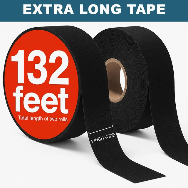 Alt view image 3 of 7 - 2 Pk Grip Tape - Cloth Grip Tape for Pull Up Bars, Sports, Tools, Handles, Bats, Rackets, Gym Equipment, Wire Wrap - No Residue, Sweat Resistant, 1 Inch x 66 Feet Each Roll - Black