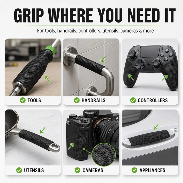 Alt view image 5 of 7 - Rubber Grip Tape, Rubberized Friction Tape, Non Abrasive Black Adhesive Grip Tape Roll, 1 Inch x 10 Feet, Handle Grip Tape for Tools, Equipment Handles, Handrails, Ladders, Pull Up Bars