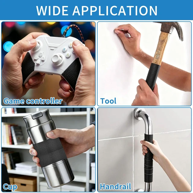 Alt view image 6 of 7 - Textured Grip Tape, 4IN x 10FT Strong Anti Slip Rubber Tape, Waterproof & Heat Resistant with High Adhesion for Tools, Gym Equipment, Bicycle Handlebars and Slippery Surfaces (Black)