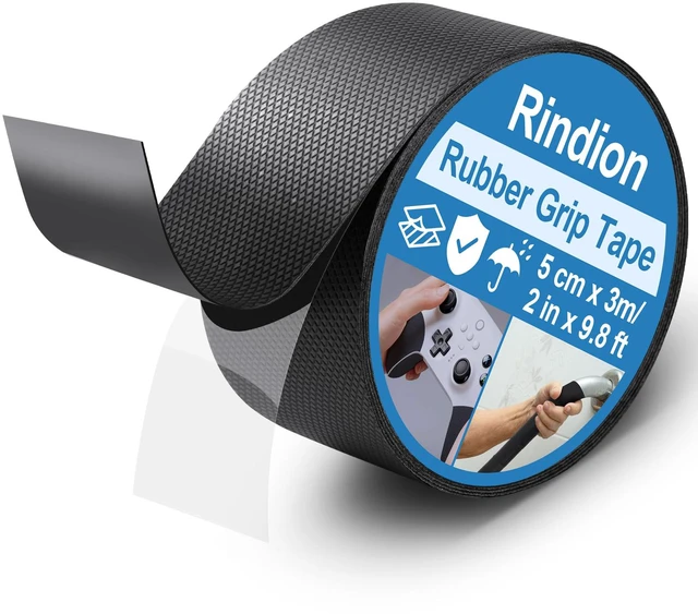 Main image of Rubber Tape, Ultra-Thin Waterproof Grip Tape 2 in x 9.8 FT, Anti-Slip Textured Rubber Grip Tape for Handles, Tools, DIY, Home Use, Comfortable in Hands (Black)