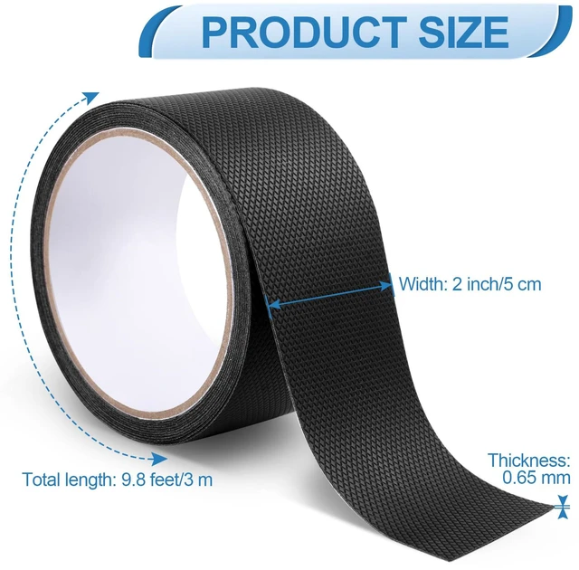 Alt view image 2 of 7 - Rubber Tape, Ultra-Thin Waterproof Grip Tape 2 in x 9.8 FT, Anti-Slip Textured Rubber Grip Tape for Handles, Tools, DIY, Home Use, Comfortable in Hands (Black)