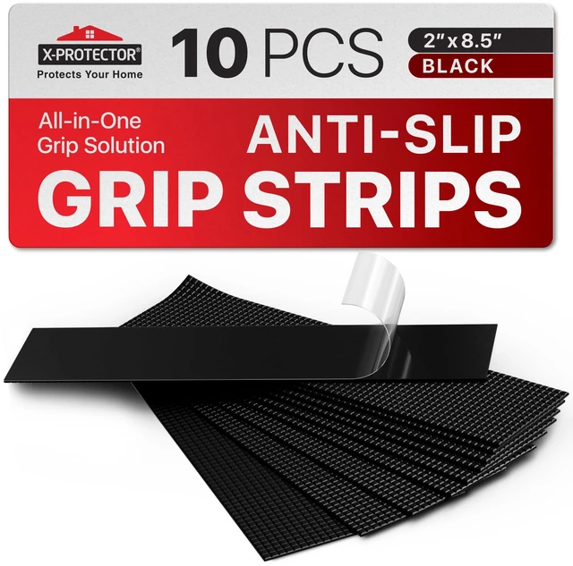 Main image of Rubber Grip Tape Strips - 10 PCS Pack of 2 x8.5 Grip Stickers | Heavy-Duty Non Slip Adhesive Strips - Non-Abrasive Black Waterproof Rubberized Grip Tape for Handles!