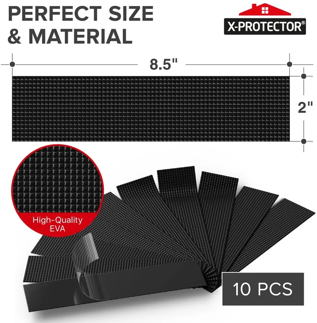 Alt view image 2 of 6 - Rubber Grip Tape Strips - 10 PCS Pack of 2 x8.5 Grip Stickers | Heavy-Duty Non Slip Adhesive Strips - Non-Abrasive Black Waterproof Rubberized Grip Tape for Handles!