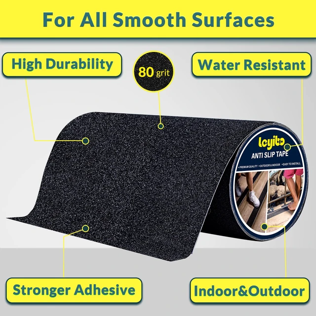 Alt view image 2 of 7 - Anti Slip Tape 12" x 16' - Heavy Duty Grip Tape for Ramps & Stairs | Peel-Stick, High-Traction Surface, Cut-to-Fit, Stays Firmly in Place, Tear-Resistant, For Gardens, Decks & Walkways