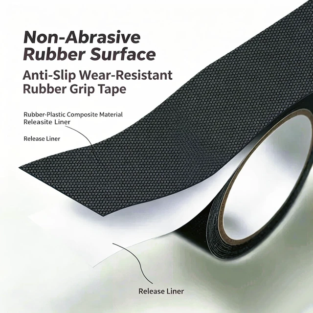Alt view image 2 of 7 - Black Rubber Grip Tape 1 Inch, 16.5Ft, Non-Abrasive Waterproof Anti Slip Tape, Strong Adhesive Non Slip Tape for Handles, Cushion Pad for Indoor & Outdoor, Making Surfaces Safer