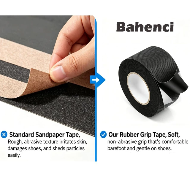 Alt view image 7 of 7 - Black Rubber Grip Tape 2 Inch, 16.5Ft, Non-Abrasive Waterproof Anti Slip Tape, Strong Adhesive Non Slip Tape for Handles, Cushion Pad for Indoor & Outdoor, Making Surfaces Safer