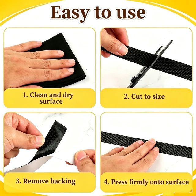 Alt view image 5 of 7 - Black Rubber Grip Tape 1 Inch, 16.5Ft, Non-Abrasive Waterproof Anti Slip Tape, Strong Adhesive Non Slip Tape for Handles, Cushion Pad for Indoor & Outdoor, Making Surfaces Safer
