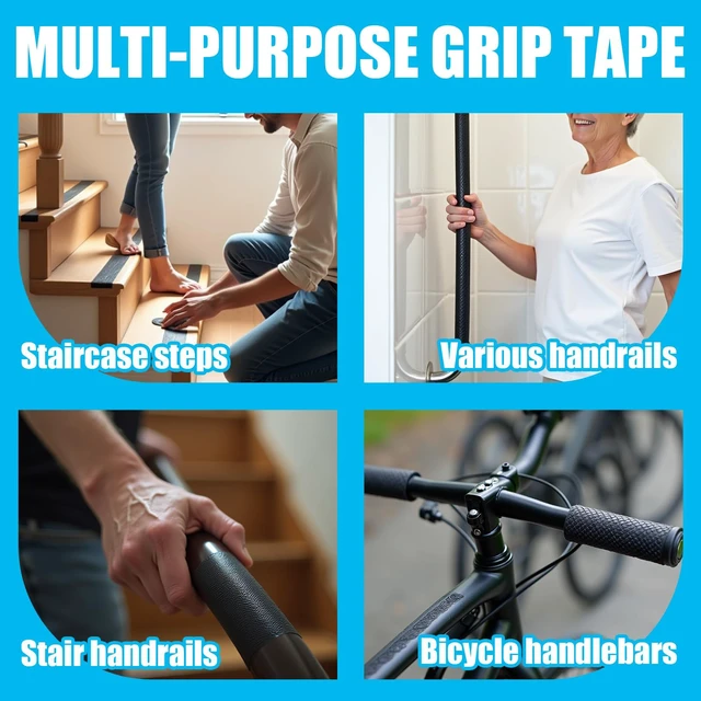 Alt view image 7 of 7 - Black Rubber Grip Anti Slip Tape(1" x 10 FT),Heavy Duty Waterproof Non-Abrasive Tape Cushion Pad for Indoor & Outdoor,Making Handles or Contact Surfaces Safer