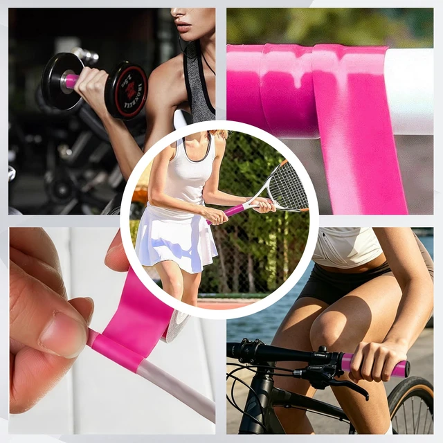 Alt view image 3 of 7 - Pink 12ft Self-Fusing Silicone Grip Tape | Non Slip Rubber Wrap Grip Tape for Kayak Paddles, Pull Up Bar, Bike Handles, Gym Equipment, Fishing Rod, Tool Grips