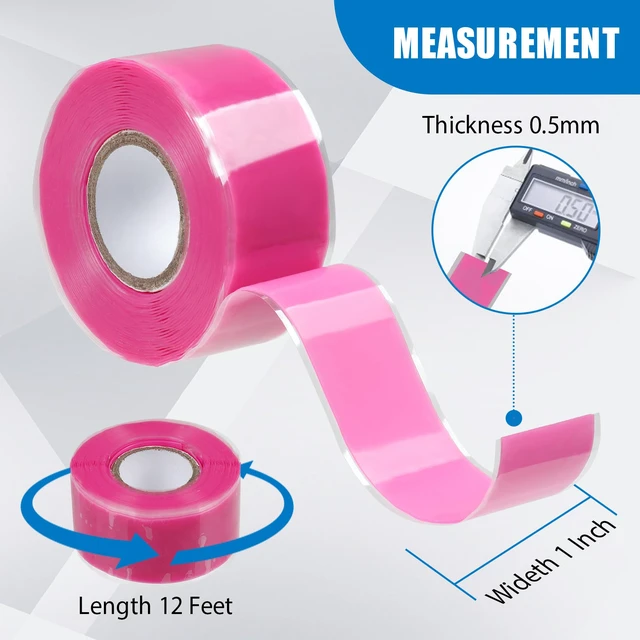 Alt view image 5 of 7 - Pink 12ft Self-Fusing Silicone Grip Tape | Non Slip Rubber Wrap Grip Tape for Kayak Paddles, Pull Up Bar, Bike Handles, Gym Equipment, Fishing Rod, Tool Grips