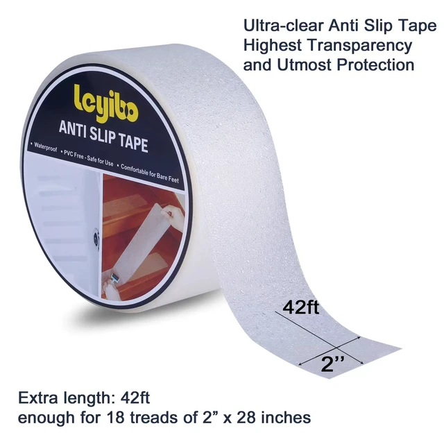 Alt view image 2 of 6 - Anti Slip Tape Clear Waterproof Outdoor/Indoor, 2" x 42Ft Non Slip Traction Grip Tape for Bathtubs, Boats, Stairs, Pools, Transparent, Soft, Comfortable for Bare Feet (2" X 42')