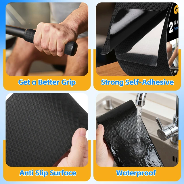 Alt view image 3 of 6 - Rubber Grip Tape, 1 in x 22 Ft Black Ultra-Thin Strong Adhesive | Non-Slip Tape, Anti-Slip Grip Tape for Handles, Waterproof Heat Resistant Cushion Grip, Comfortable in Hands