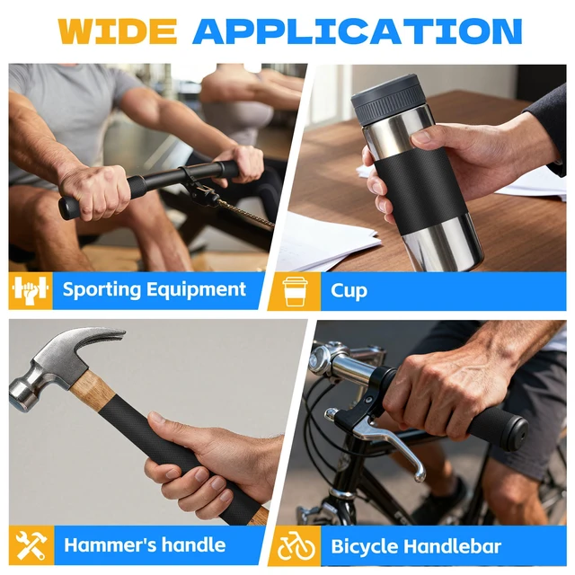 Alt view image 4 of 6 - Rubber Grip Tape, 1 in x 22 Ft Black Ultra-Thin Strong Adhesive | Non-Slip Tape, Anti-Slip Grip Tape for Handles, Waterproof Heat Resistant Cushion Grip, Comfortable in Hands