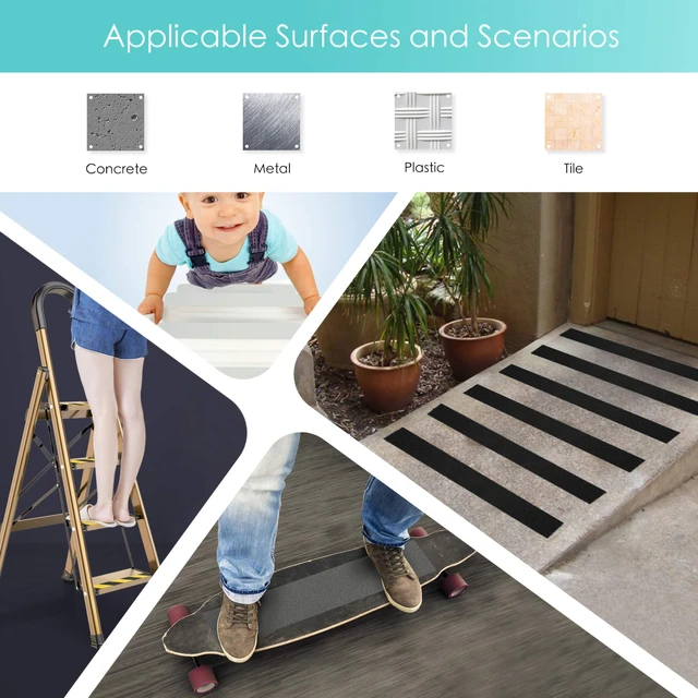 Alt view image 3 of 7 - Heavy Duty Anti-Slip Grip Tape, Anti Slip Traction Tape, Non-Slip Tape, 6 Inches × 30 Foot, Black + Yellow, 80 Grit, Strong Adhesive, for Staircase, Ladder, Ramp, etc. | Traction, Non Slip Tape