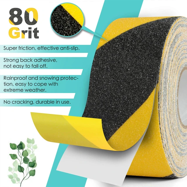 Alt view image 4 of 7 - Heavy Duty Anti-Slip Grip Tape, Anti Slip Traction Tape, Non-Slip Tape, 6 Inches × 30 Foot, Black + Yellow, 80 Grit, Strong Adhesive, for Staircase, Ladder, Ramp, etc. | Traction, Non Slip Tape
