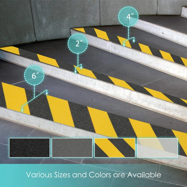 Alt view image 5 of 7 - Heavy Duty Anti-Slip Grip Tape, Anti Slip Traction Tape, Non-Slip Tape, 6 Inches × 30 Foot, Black + Yellow, 80 Grit, Strong Adhesive, for Staircase, Ladder, Ramp, etc. | Traction, Non Slip Tape