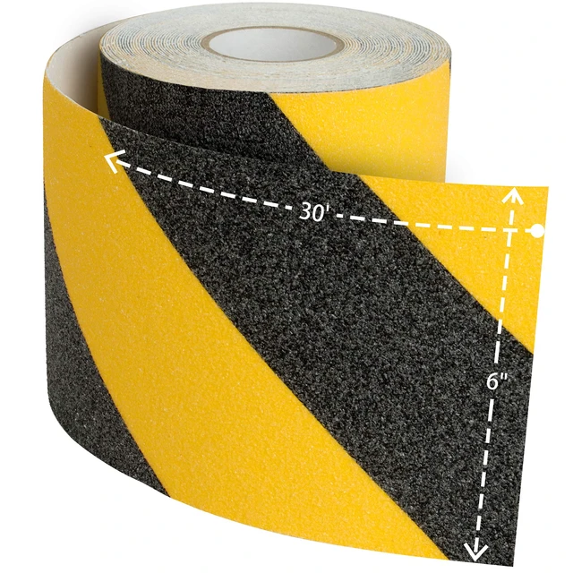 Alt view image 6 of 7 - Heavy Duty Anti-Slip Grip Tape, Anti Slip Traction Tape, Non-Slip Tape, 6 Inches × 30 Foot, Black + Yellow, 80 Grit, Strong Adhesive, for Staircase, Ladder, Ramp, etc. | Traction, Non Slip Tape