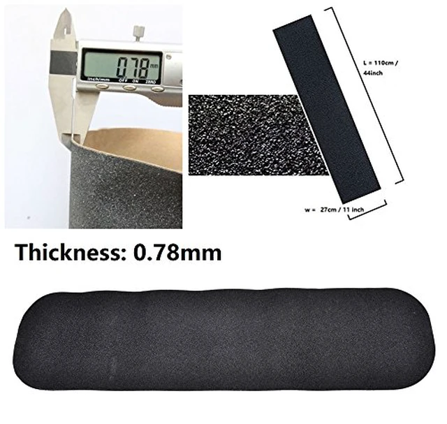 Alt view image 2 of 6 - 10.6" x 43.3" Black Skateboard Grip Tape Sheet (110x27cm) | Bubble Free, Waterproof, for Scooter Longboard Griptape, Sandpaper for Rollerboard Stairs Pedal Wheelchair Steps