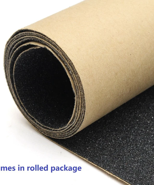 Alt view image 4 of 6 - 10.6" x 43.3" Black Skateboard Grip Tape Sheet (110x27cm) | Bubble Free, Waterproof, for Scooter Longboard Griptape, Sandpaper for Rollerboard Stairs Pedal Wheelchair Steps