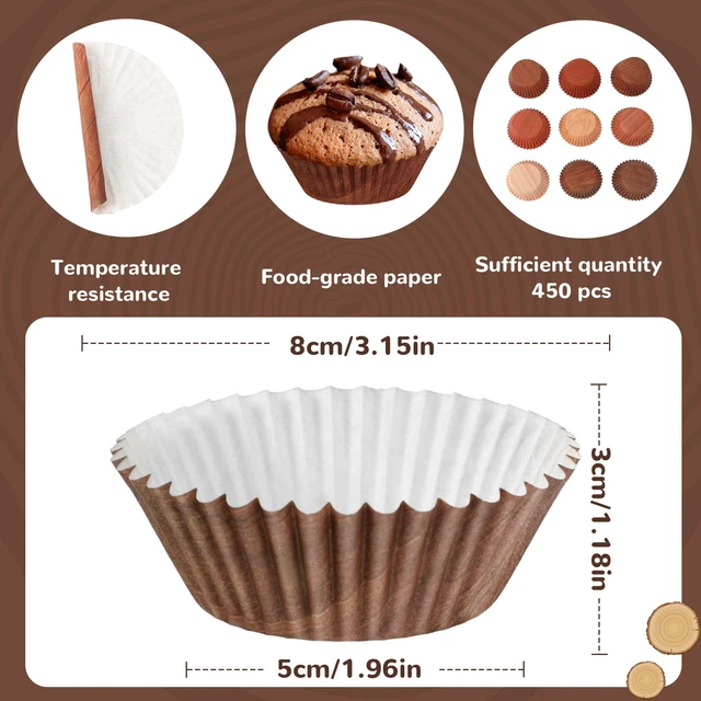 Alt view image 2 of 7 - 450pcs Woodland Cupcake Liners, Woodgrain Baking Cups Cupcake Wrappers Paper Wraps Muffin Liners for Bridal Showers Wedding Birthday Party Decorations Supplies